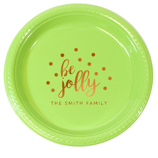 Personalized Confetti Dot Be Jolly Plastic Plates